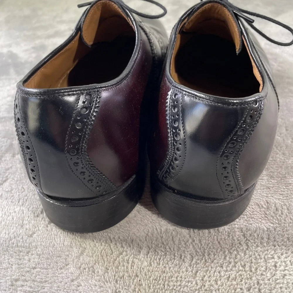 Johnston Murphy Oxford Dress Shoes Mens 8.5 Burgundy Black Leather Office Career